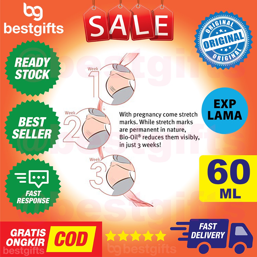BIO OIL 60 ML 60ML BIOOIL PENGHILANG BEKAS LUKA PASCA HAMIL SCAR STRETCH MARK SELULIT STREACHMARK