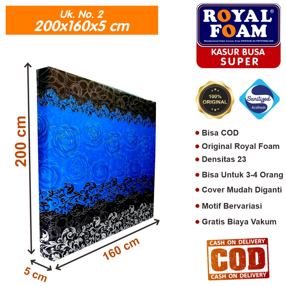 Kasur Busa Royal Foam Ukuran No 2 200x160x5 cm Tebal 5 cm D23 ORIGINAL