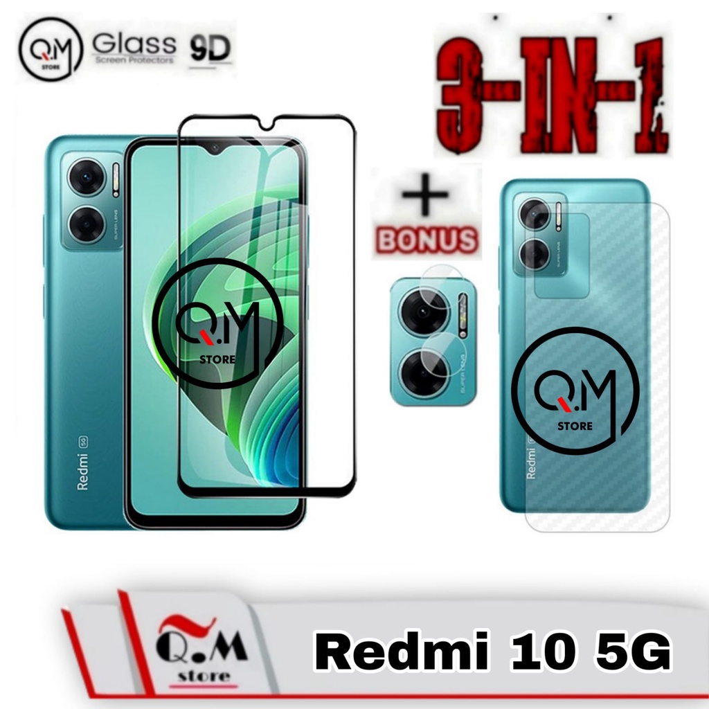 Paket 3in1 Tempered Glass Redmi 10 5G / Redmi 10C Anti Gores Pelindung Layar