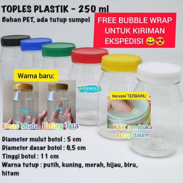 Botol Sambal 250ml / Toples bumbu 250 ml / Toples Plastik 250gr 250 Gr / botol Selai / Toples selai
