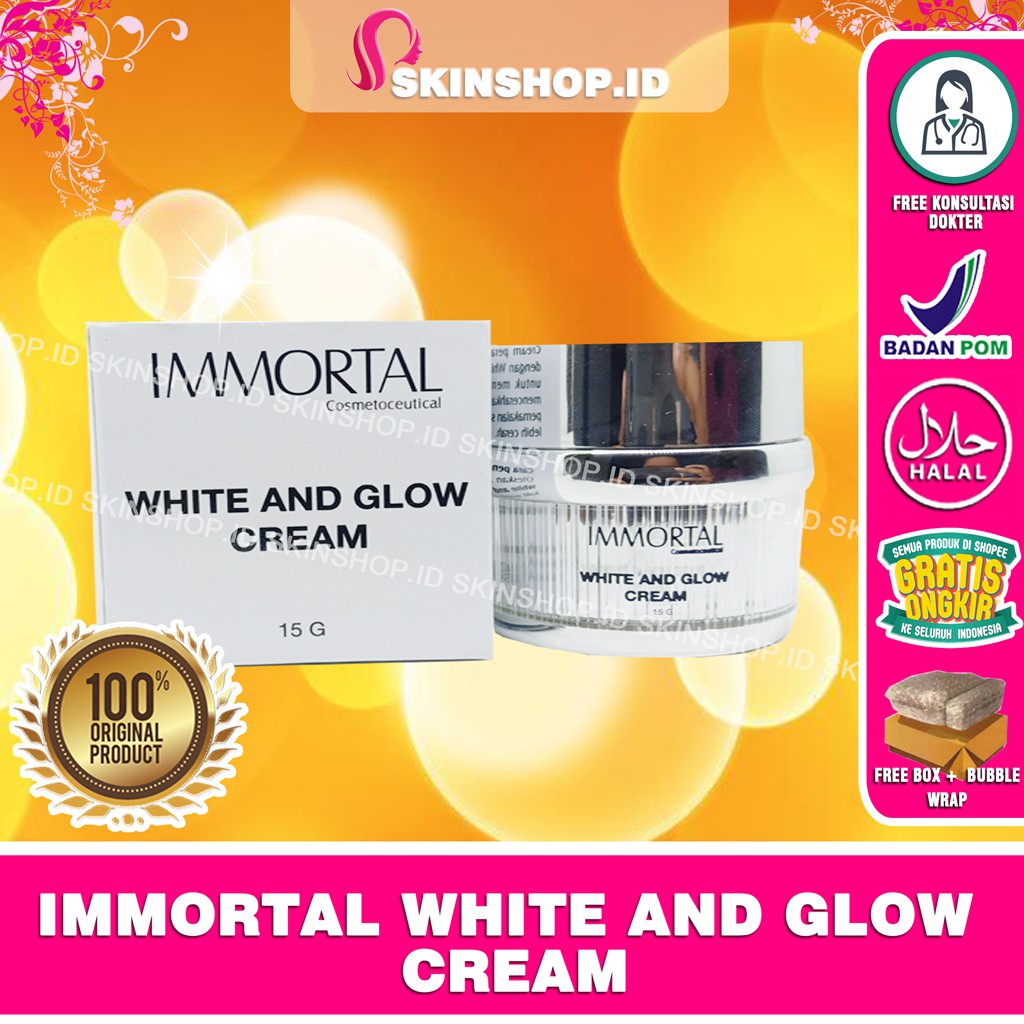 Immortal White And Glow Cream 15g Original / Krim Pemutih Dan Pencerah BPOM Aman