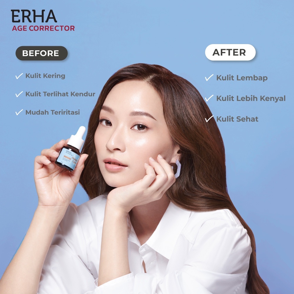 ERHA Age Corrector Pure Hyaluronic Acid &amp; PGA Moisture Control Booster 15ml - Serum Wajah Pelembab Anti Aging