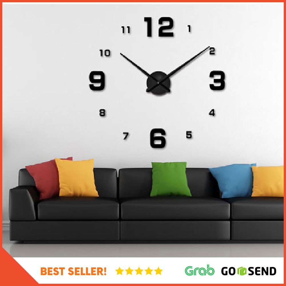 DIY Giant Wall Clock 80-130cm Diameter / Jam Dinding - ELET00660 - Black