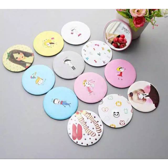 HAND MIRROR CERMIN KACA BULAT / SOUVENIR/ CERMIN IMPORT MURAH