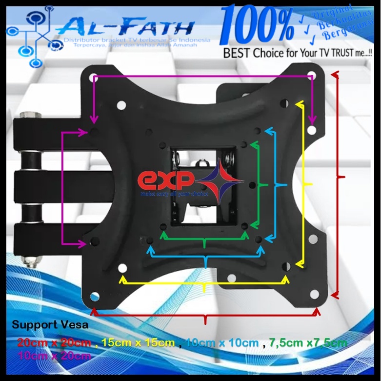 Bracket TV SHARP 14 s/d 43 inch 6 ARAH FULL BESI SUPER KOKOH GARANSI 100% ORI