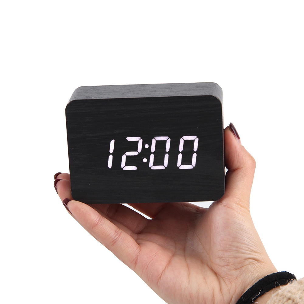 JAM MEJA KAYU ALARM LED WOOD JAM MEJA DIGITAL MOTIF &amp; TEMPERATURE / Wooden Clock / Electronic Clock