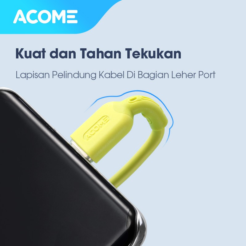 ACOME Kabel Fast Charging 100cm Varian Warna-Warni Trendy AEM-010 AEC-010 AEL-010 Garansi 1 Tahun