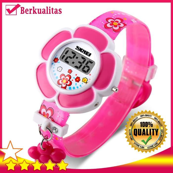 SKMEI 1144 Jam Tangan Anak Cewek Jam Tangan Digital Perempuan Bentuk Bunga Original Tali Karet