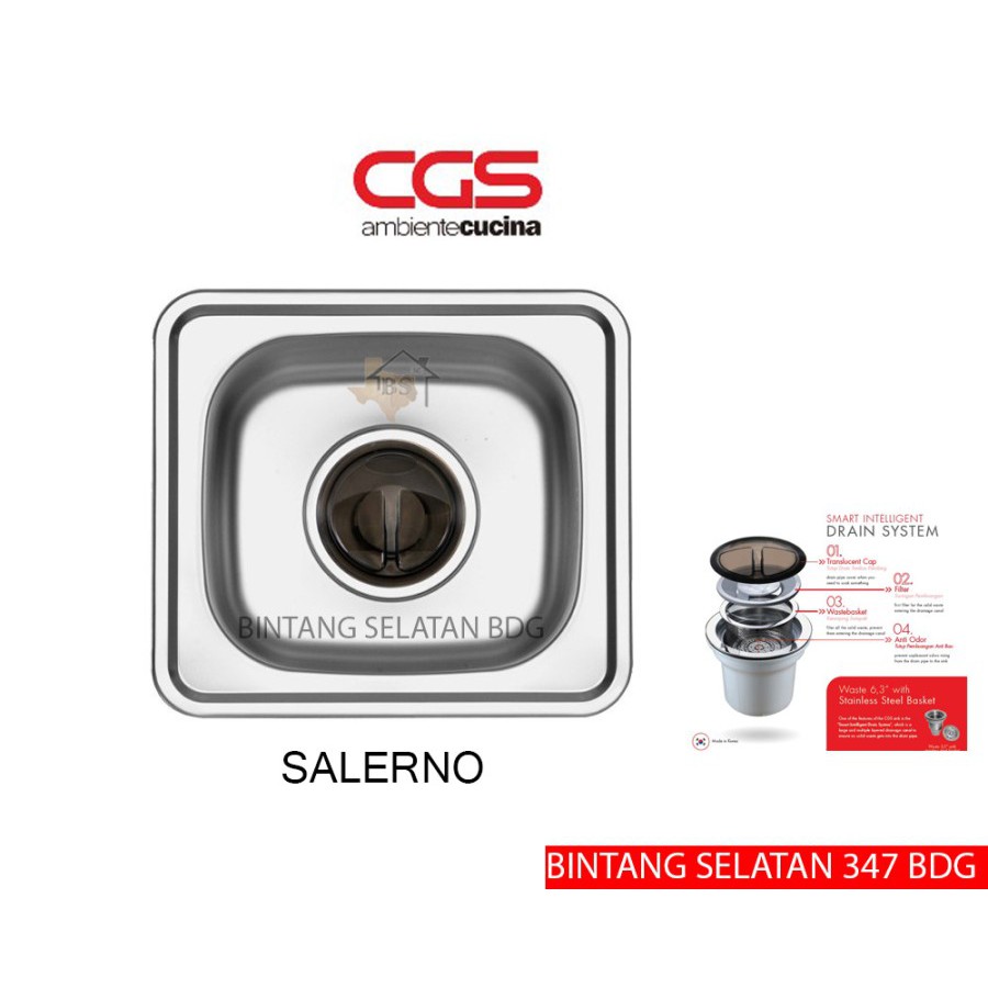 CGS KITCHEN SINK/ BAK CUCI PIRING CGS SALERNO STAINLESS STEEL 304