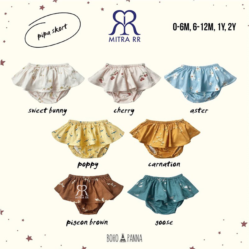 Bohopanna Pipa Skort Bloomers Celana Rok Ruffle Motif Printing