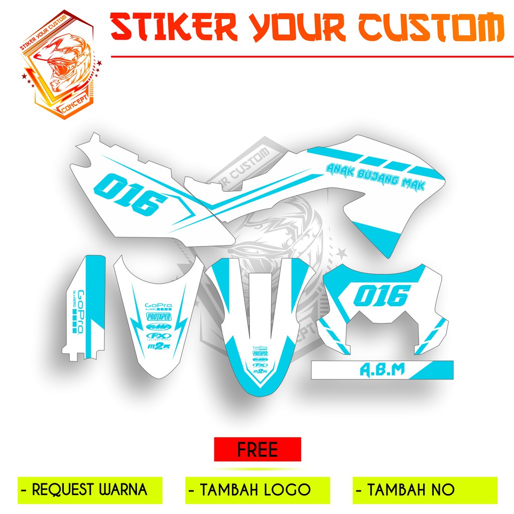 decal sticker aksesoris motor kawasaki klx 150 bf putih