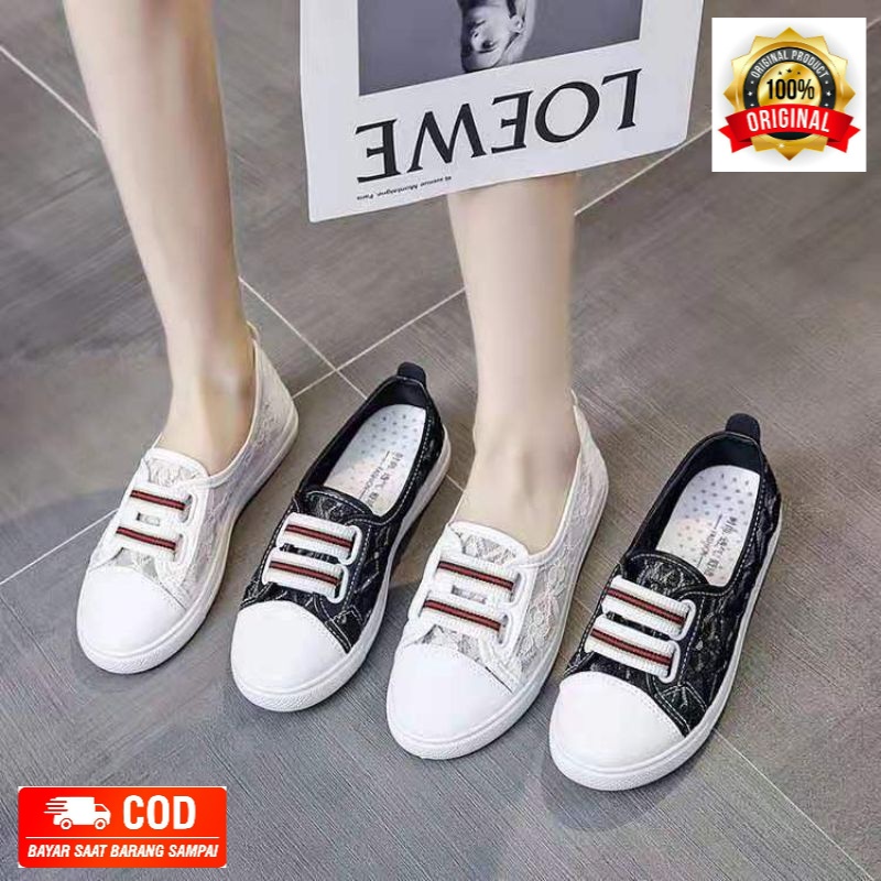 SN628 - Sepatu Sneaker Tanpa Tali Fashion Wanita Import