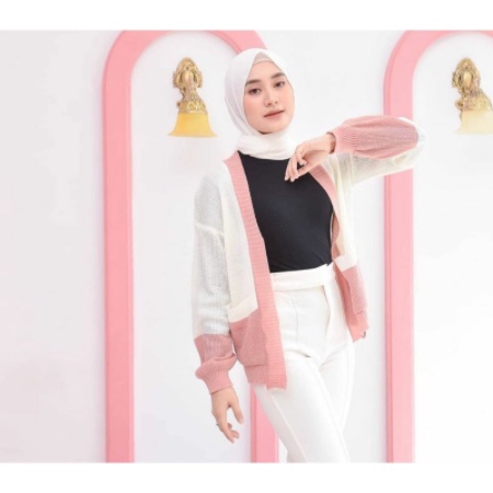 Manda Cardy Cardigan Rajut Outer Knit Wanita Tebal Halus Premium Realpict Setelan OneSet Hijab Gamis Rok Pakaian Muslim COD Free Ongkir Korean Style