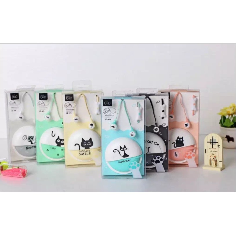 [ID-65] Headset Earphone Karakter CAT / KUCING Lucu / Set Wadah Earphone Headset Motif Kartun Kucing