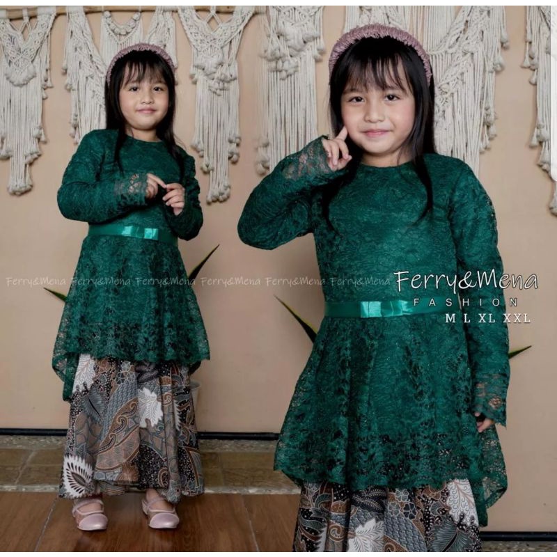 One Set Tunik Brukat Aurora pita Anak//Set Tunik Anak modern//kebaya anak terbaru//seragam anak/kebaya pesta anak/baju kebaya/pakaian tradisional anak