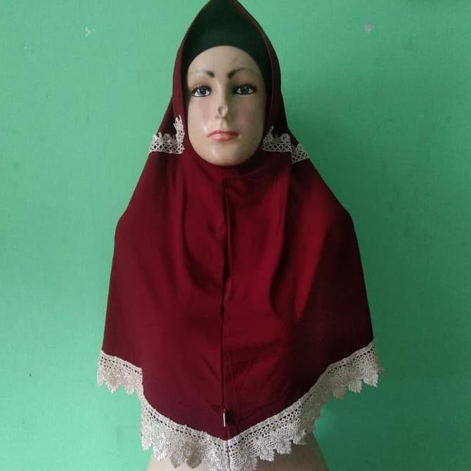 jilbab instan serut renda