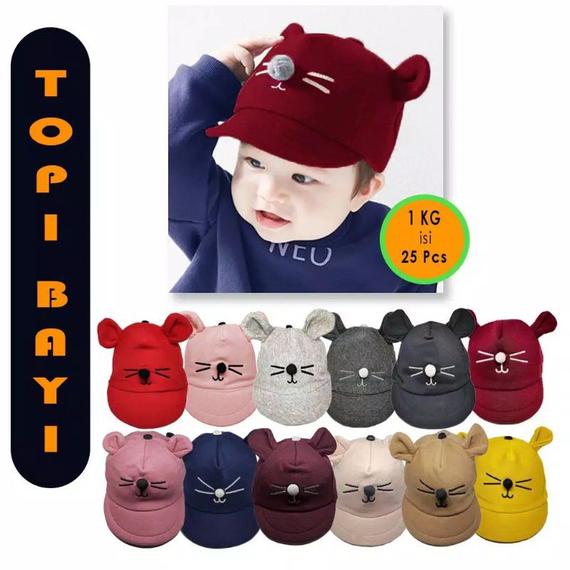 Topi Bayi Lucu 1-3 Tahun / Topi Anak Lucu / Baby Hat / Topi Bayi Karakter Mouse-2