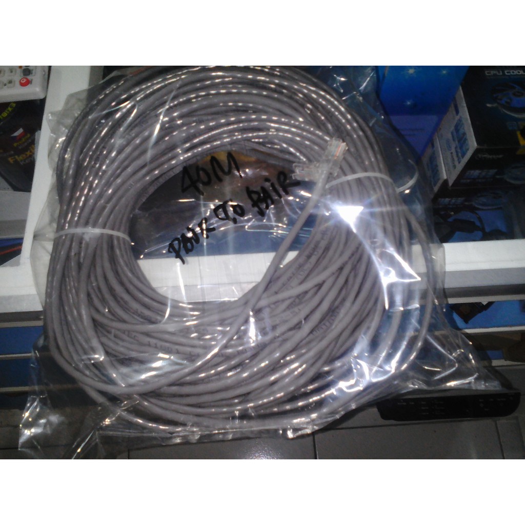 Kabel lan cat5e 25 meter + RJ45 Straight siap pakai