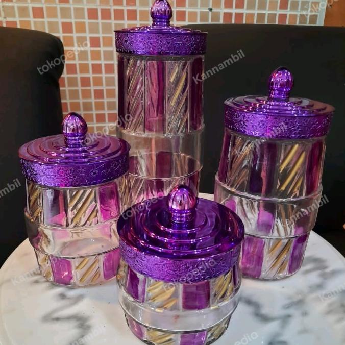 Toples Kue / Toples Kaca Set 4 Geneva - Ungu