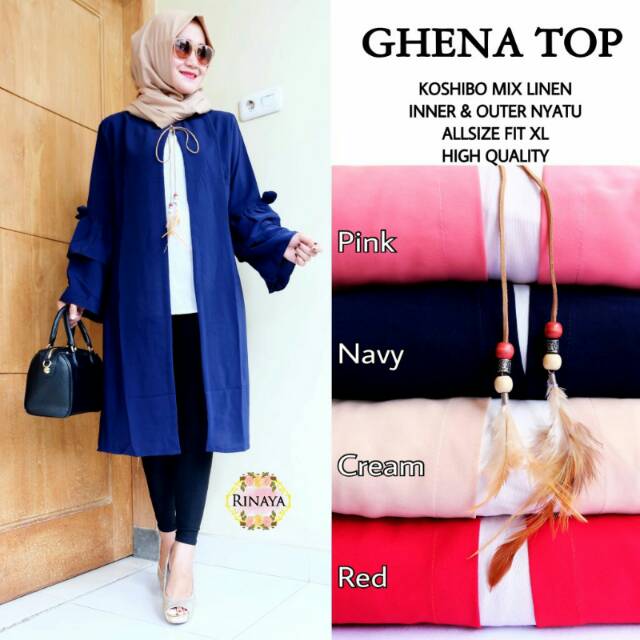 Gnena top/BLOUSE/ATASAN WANITA/TUNIK CANTIK/BUSANA MUSLIM SOLO MURAH/HIJAB STYLE/GROSIR BAJU SOLO