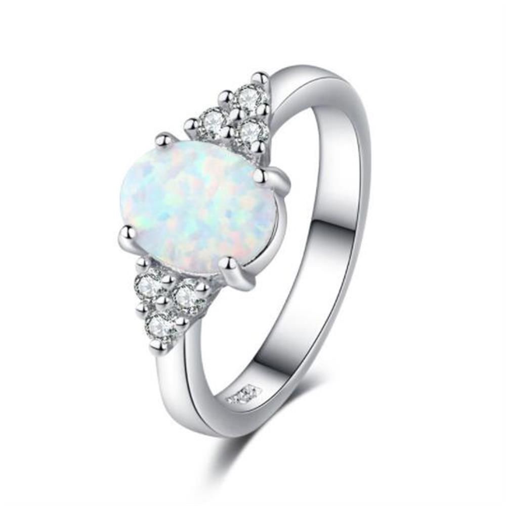 WONDERFUL Hot White Opal Ring Wedding Fashion Crystal Party Jewelry Gift for Women New Trendy Valentine's Day Gift