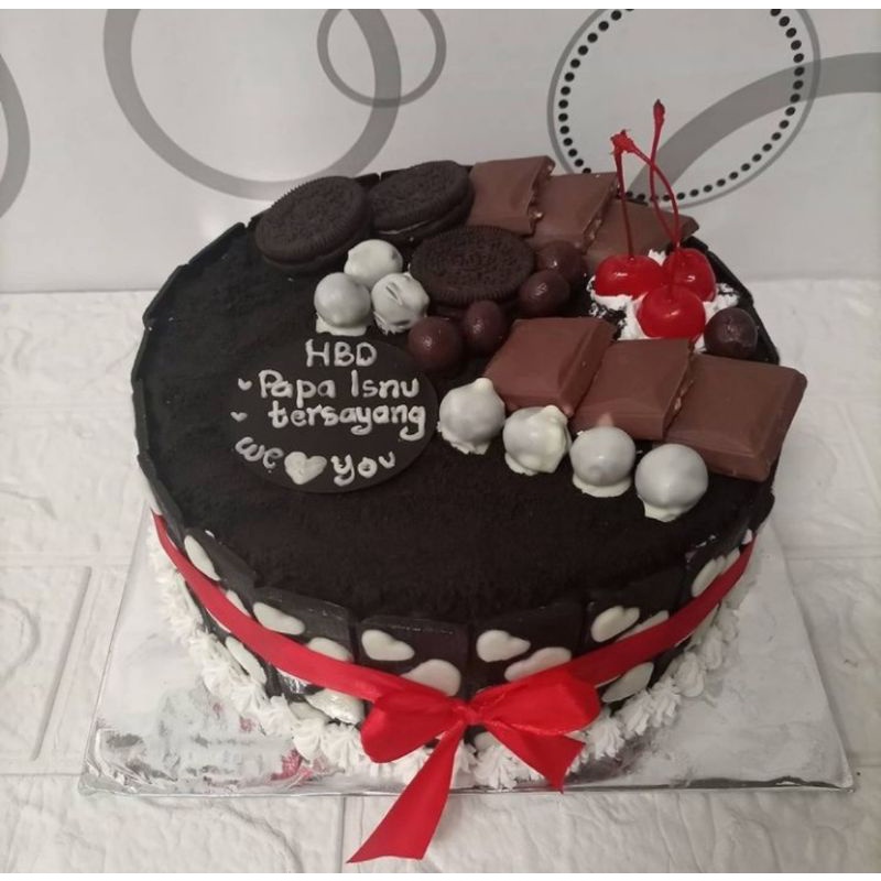 

Free ongkir es krim tart ultah full topping coklat