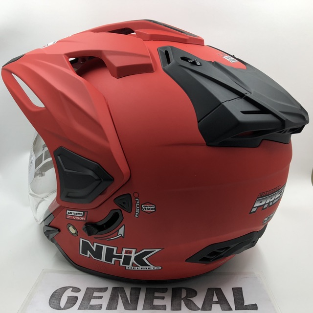 Helm Nhk Predator Crypton Solid Red Doff Merah Dop Double Visor Half Face Shopee Indonesia