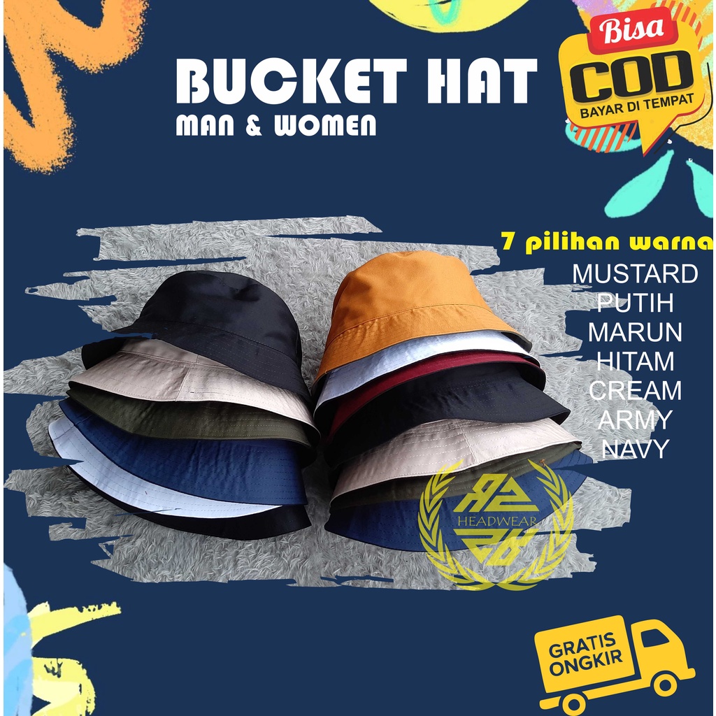 Topi Bucket Wanita Pria Dewasa Bisa Bolak Balik 2 Warna Motif Ny