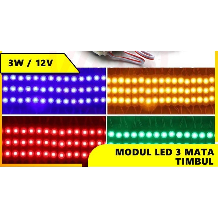 Lampu LED Module Neon Box 1,5 Watt 12V LED Modul 3 Mata Besar