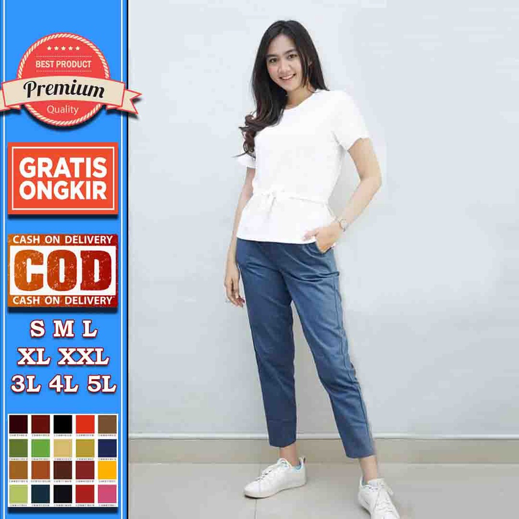 Celana wanita Baggy pants premium Celana panjang wanita  Army Beigi Cream Dusty
