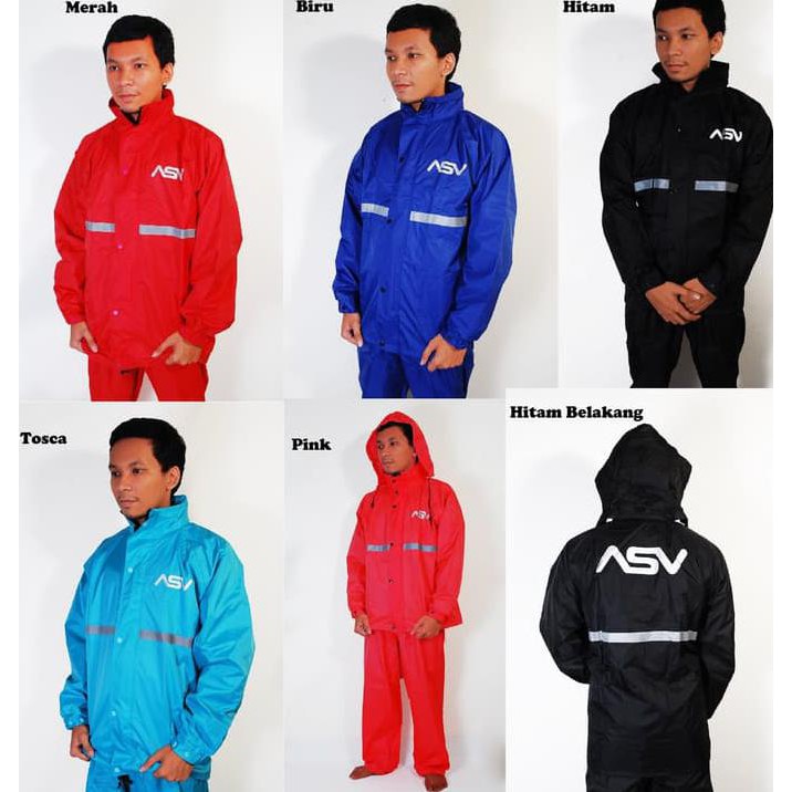 Jas Hujan Asv 3 Bahan Parasut Jaket Celana Hujan Motor Model Axio 2017 - Pink M