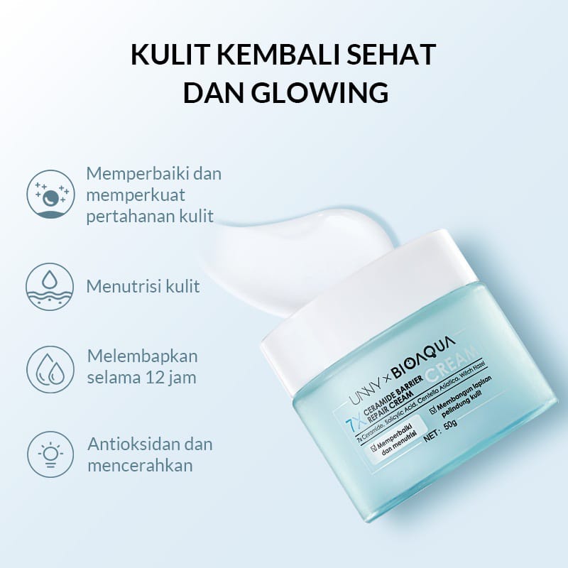 BIOAQUA 7X Ceramide Skin Barrier Repair Moisturizer Set Series Paket Skincare Cream Pemutih Wajah/Hydrating Toner/Emulsion