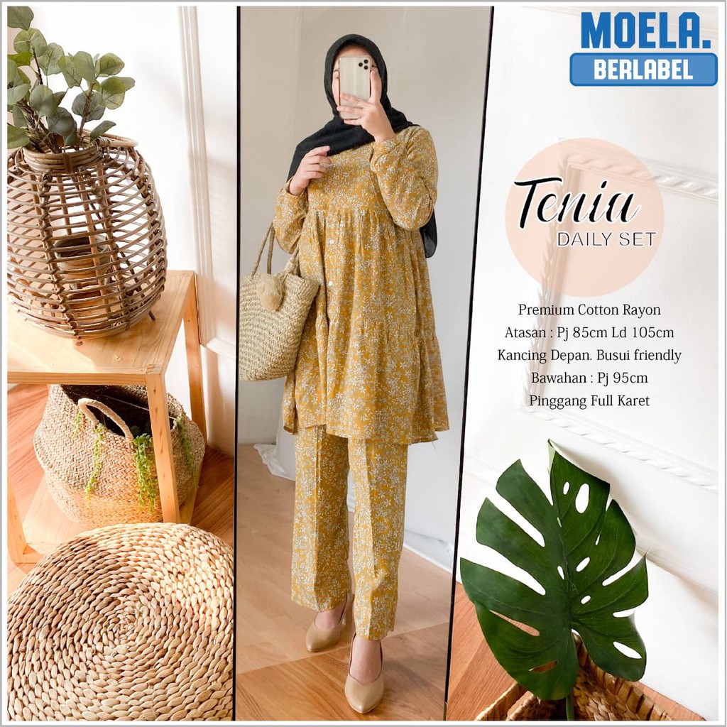 ONE SET SETELAN PIYAMA RAYON "TENIA DAILY SET" Original By Moela