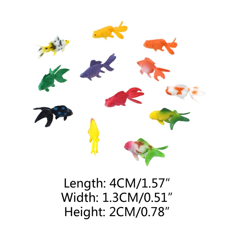 SIY  12 Pcs/Set Soft PVC Goldfishes Models Epoxy Filling Material Crystal Ocean Resin 3D Mini Fish Modeling Filler