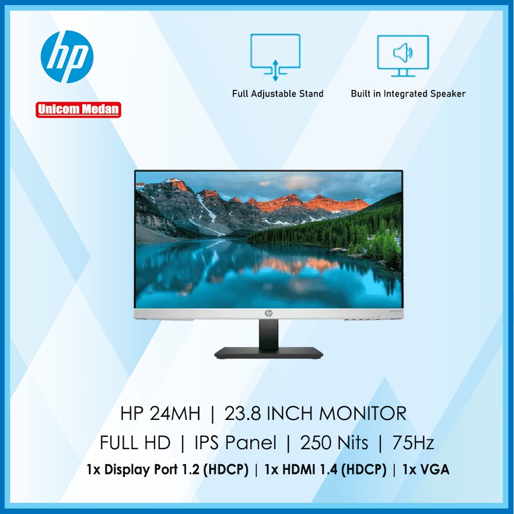 Monitor HP 24MH 23.8 inch IPS 75Hz Bezelless Built in Speaker