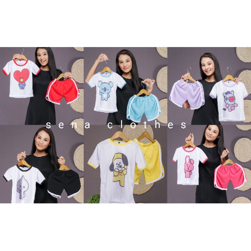 sena clothes setelan baju anak laki laki perempuan / 1-7 tahun/ setelan anak santai/ bt21/BTS