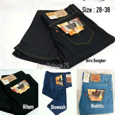 [ BAYAR DITEMPAT ] celana jeans standar reguler pria hitam 27-38