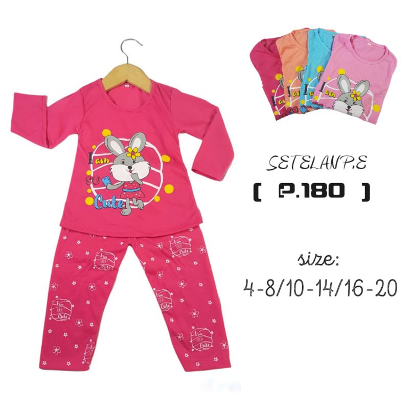 SETELAN SIKUNING PAKAIAN BAJU ANAK PEREMPUAN 2-7 TAHUN MOTIF RABBIT SO CUTE