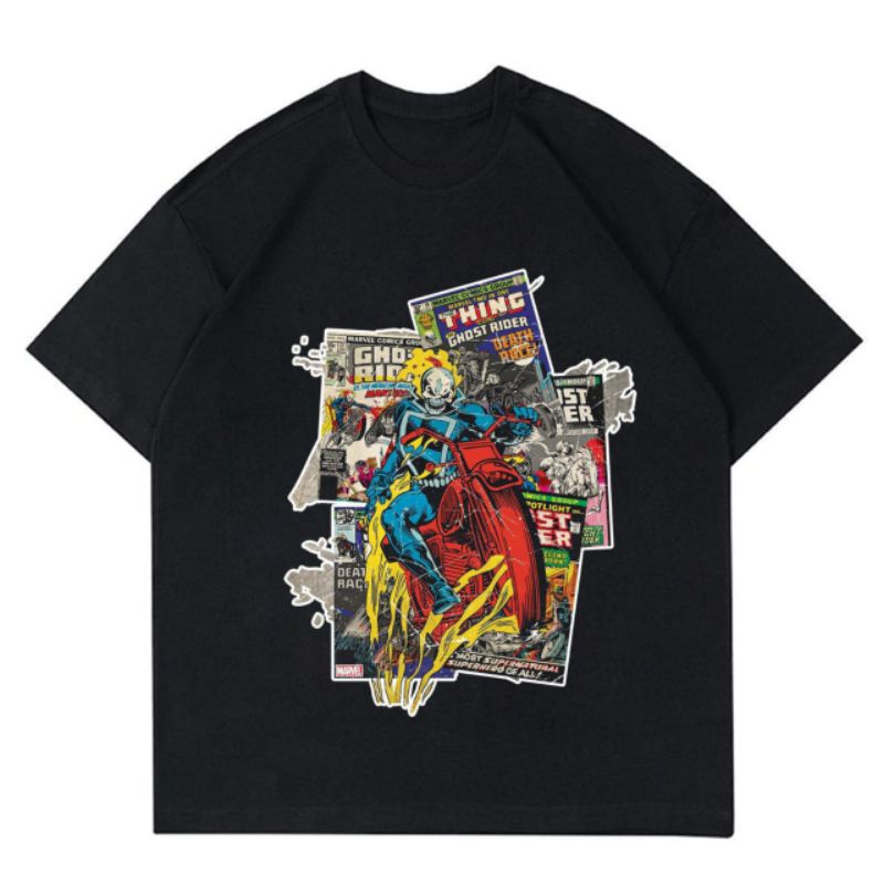 Kaos Ghost Rider Death Race Tee Karakter Marvel Comics Merch Baju Vintage Oversize Oversized Tshirt 