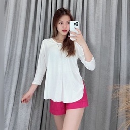 W&amp;D~BAJU ATASAN WANITA KAOS POLOS BELAH 7/8 TERBARU