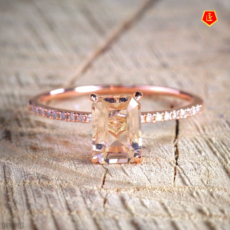 [Ready Stock]18K Rose Gold Ring Set Delicate Micro Inlaid with Diamond