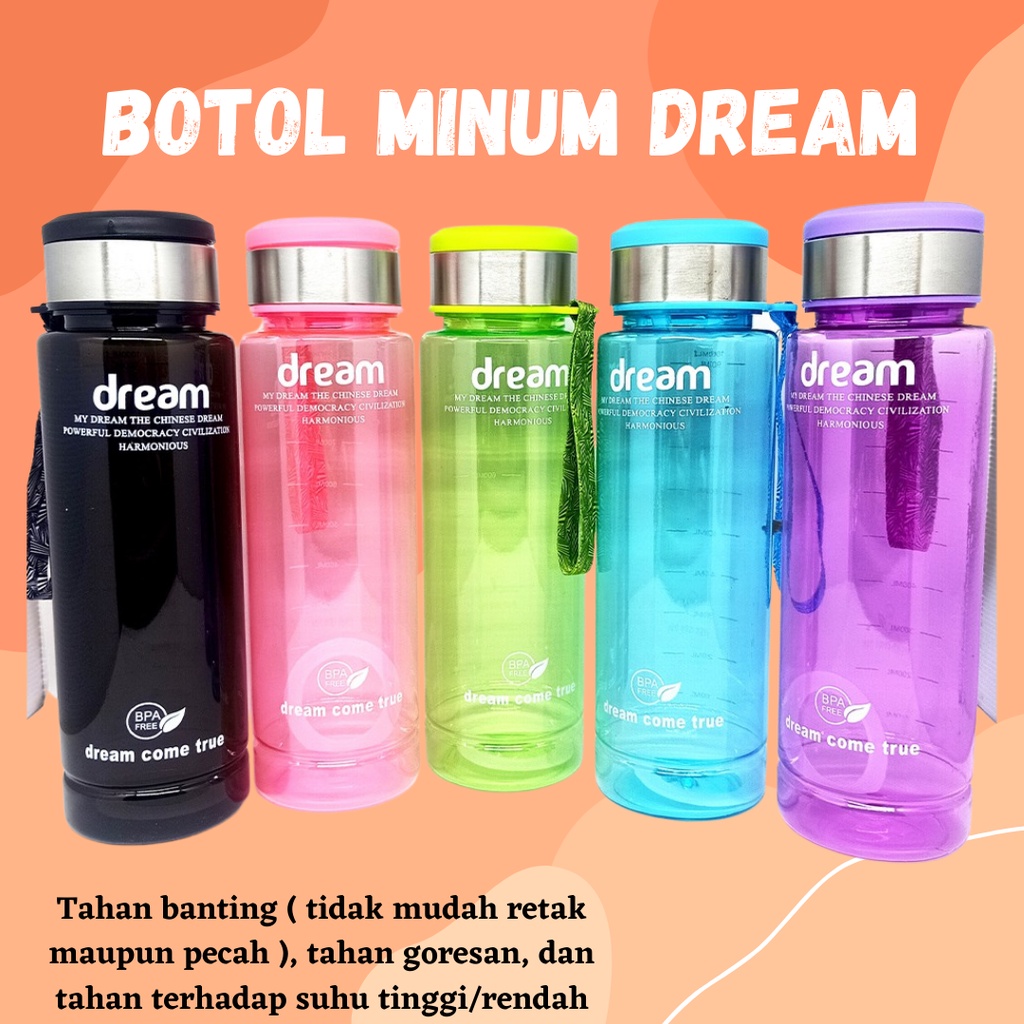 [BISA COD] ! BOTOL MINUM DREAM 1000ML BOTOL MINUM SEKOLAH OLAHRAGA KUALITAS PREMIUM