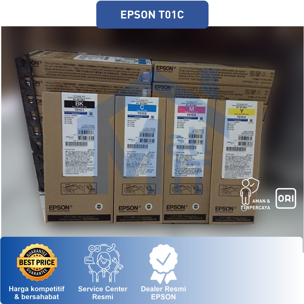 TINTA CATRIDGE EPSON T01C T-01C T 01C C13T01C ORIGINAL ASLI WF-579R WF579R WF 579R