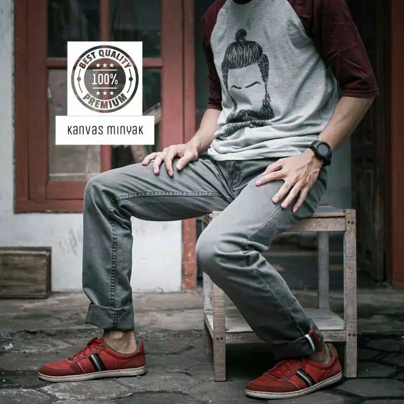 celana kanvas panjang pria reguler premium casual dloco | celana kanvas standar