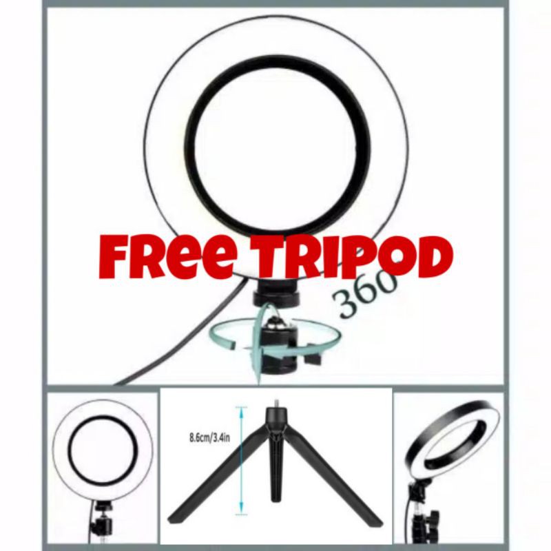 PROMO FREE TRIPOD Lampu Tiktok / Ring Light 16 cm / Lampu LED Tik Tok