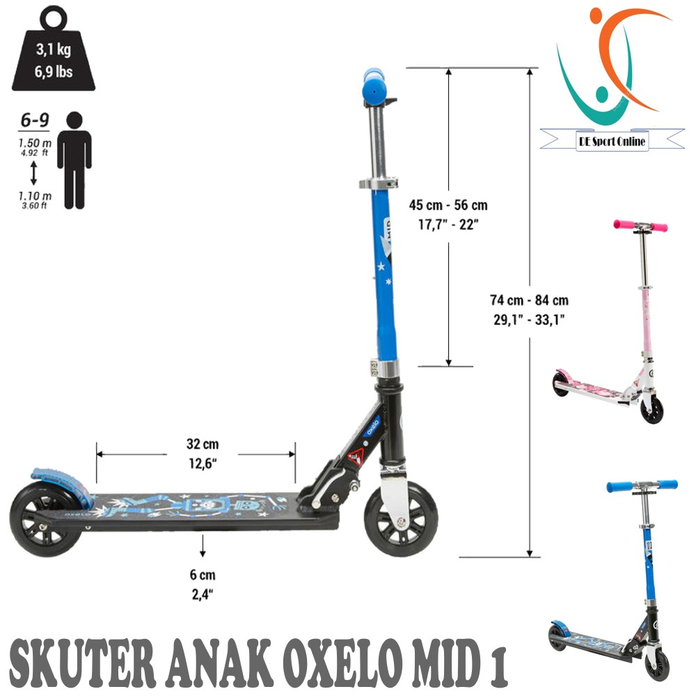 SKUTER ANAK OXELO MID 1 PRODUK IMPORT ORIGINAL OXELO SCOOTER