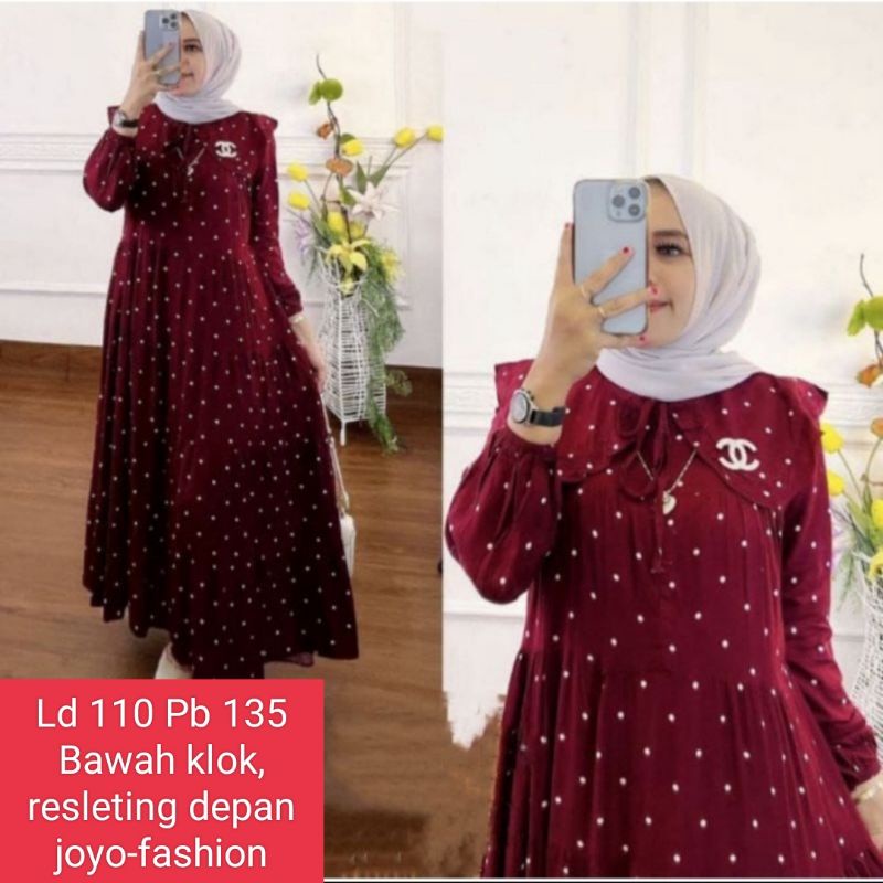 [BISA COD] DASTER ARAB/LONG DRESS RENDA MOTIF POLKA AILIN TERBARU DASTER ARAB/LONGDRES SUSUN POLKA