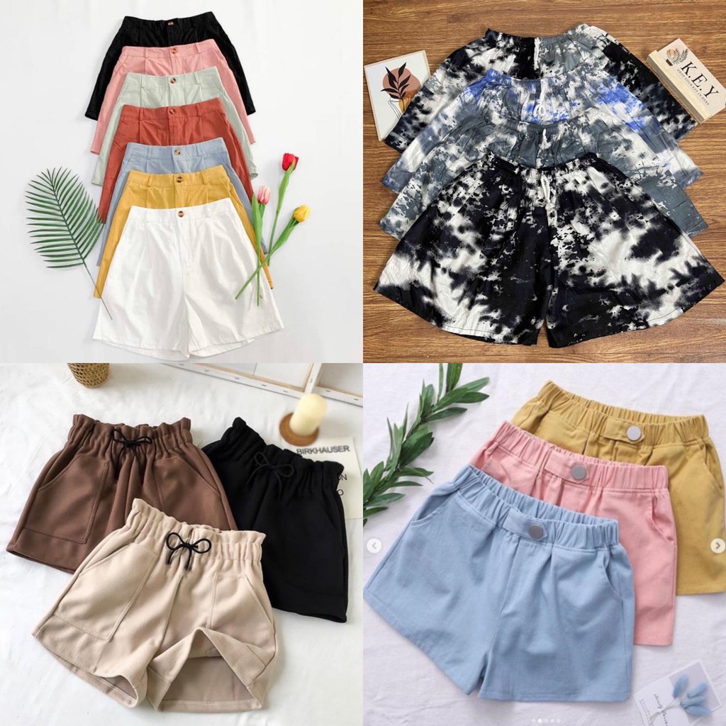 [12.12] RX FASHION - CUCI GUDANG HOTPANTS TIE DYE CELUP  / HOTPANTS SANTAI / CREAMY / BICHON /  OLIVIA / SISI / LOVE PANT / JOGGING / SALUR PANTS / CELANA PENDEK WANITA / HP MEMBORS / JEJU PANTS / KALEO