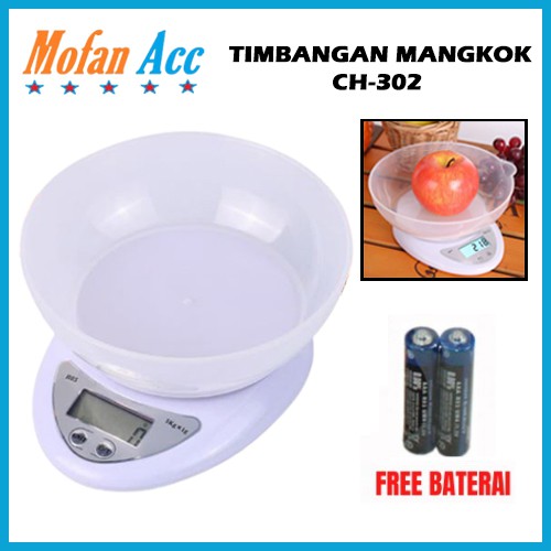 Timbangan Dapur Digital Mangkok CH-302 Electronic Kitchen Scale 5kg