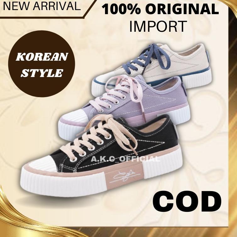 SWK AKC00SW301A Sepatu sneakers wanita import korea ori empuk dan nyaman sneaker canvas airwalk cewe